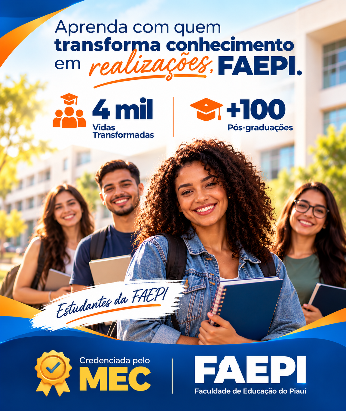 Cartaz promocional da FAEPI com informações sobre a instituição e seus cursos.